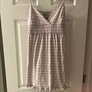 Pink and White Striped Women's Nightgown